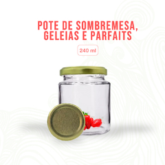 Pote de sombremesa, geleias e parfaits 240 ml - tampa dourada