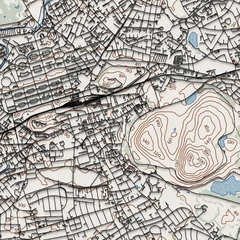 Mapa de contorno de Edimburgo tamanho A2.