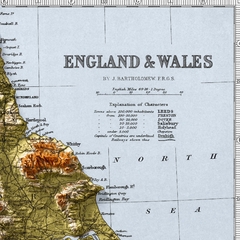 Mapa topográfico hipsométrico poster decorativo Inglaterra e País de Gales.