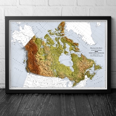 Mapa Topográfico hipsométrico do Canadá, América do Norte.