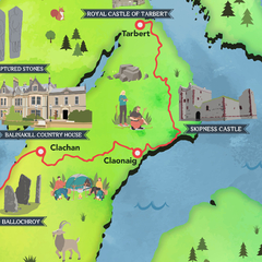 Mapa Ilustrado Trilha Kintyre Way - Escócia - Highland Restaurações | Mapas, Quadros e Pôsteres Históricos