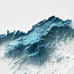 Mapa hipsométrico do município de Nova Iguaçu, Rio de Janeiro, destacando sua topografia em detalhes.