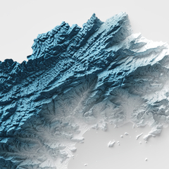 Mapa hipsométrico artístico do município de Paraty, Rio de Janeiro, destacando suas características geográficas.