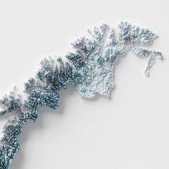 Mapa de Relevo Topográfico da Noruega