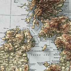 Mapa de relevo vintage das Ilhas Britânicas