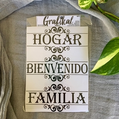 Vinilo Grafikal Hogar Bienvenido Familia