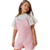 Conjunto Infantil Menina Blusa E Jardineira Sarja Rosa Mundo Cinti