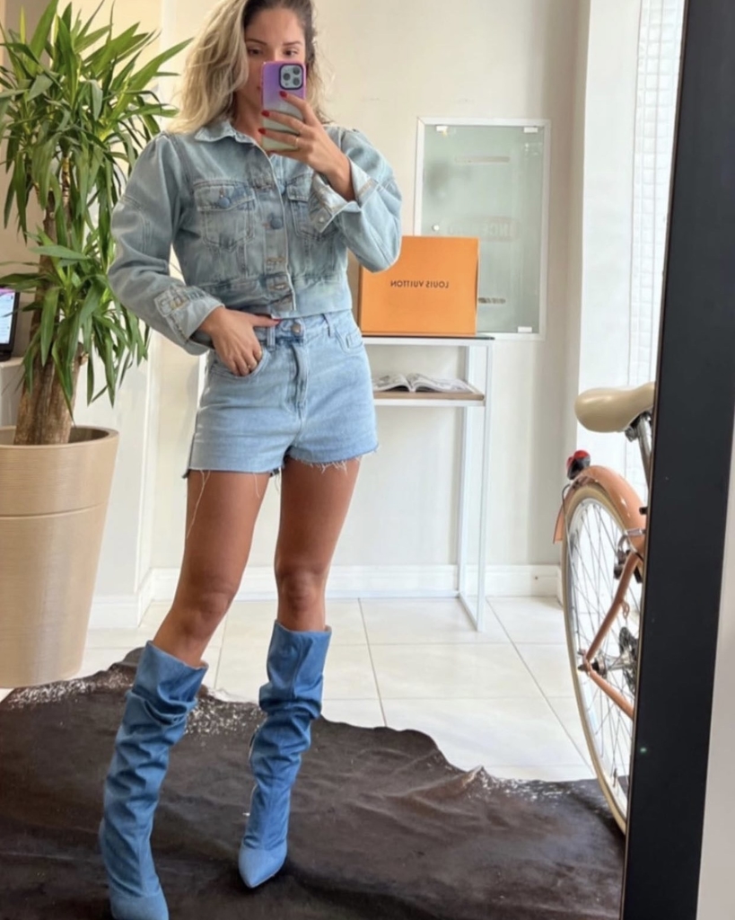 Bota jeans cano alto cheap