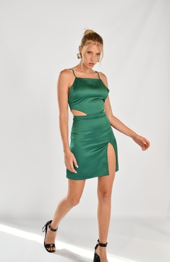 vestido Lu cut out con strass verde- Agotado en verde - comprar online