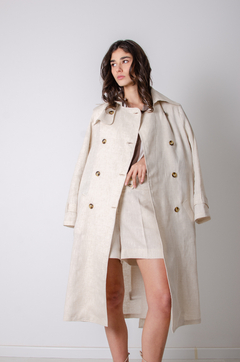 Trench Meghan de lino puro SS 25 en internet