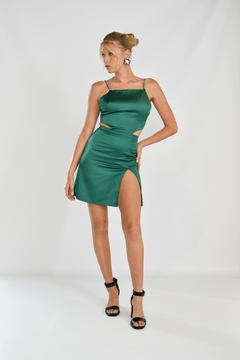 vestido Lu cut out con strass verde- Agotado en verde - tienda online