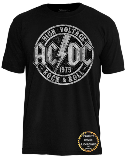 Camiseta AC DC High Voltage Logo Camiseta oficial licenciada Stamp Rockwear