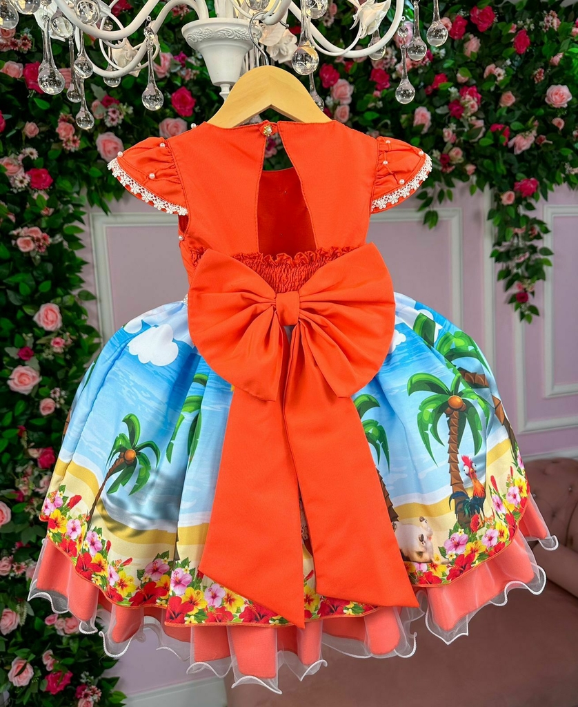 Vestido Infantil Temático Luxo Moana