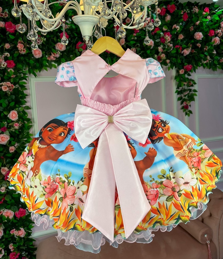 Vestido infantil festa da Princesa Moana baby