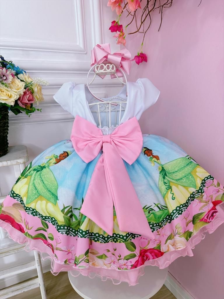 Vestido Infantil Princesa Tiana e o Sapo no Bosque