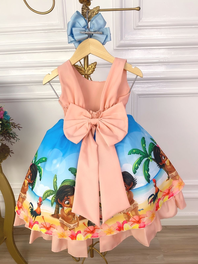 Fantasia Roupa Conjunto Moana Luxo Festa Infantil