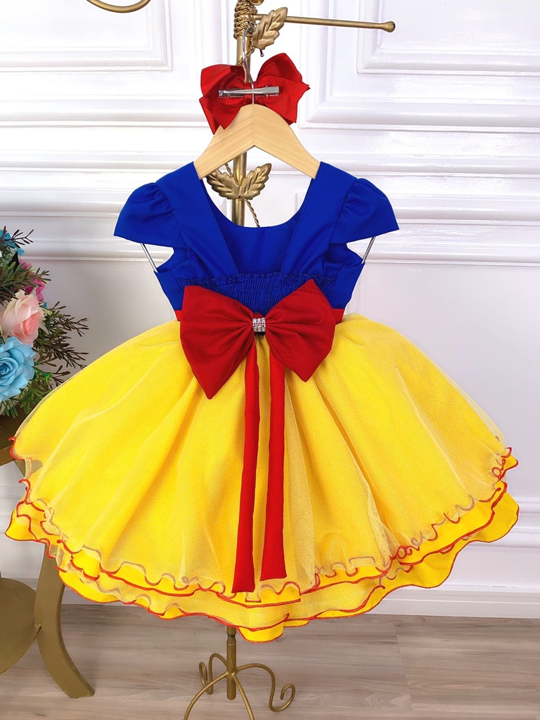 Vestido Infantil Branca De Neve Bebê Princesa Festa De