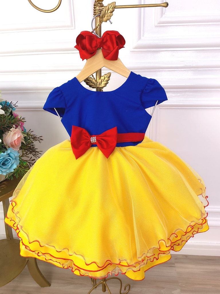 Vestido Infantil Branca De Neve Bebê Princesa Festa De