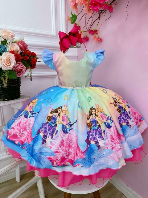 Vestido Princesa Cinderela Azul C/ Peito Strass 4 ao 12 - Petecolá kids