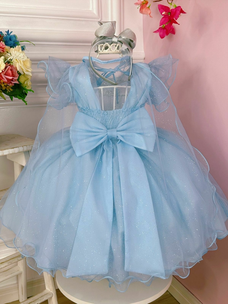 Vestido Infantil Frozen Com Capa Luxo Festas De Princesas