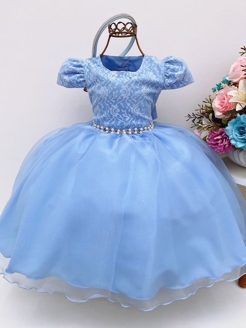 Vestido de festa store infantil azul claro