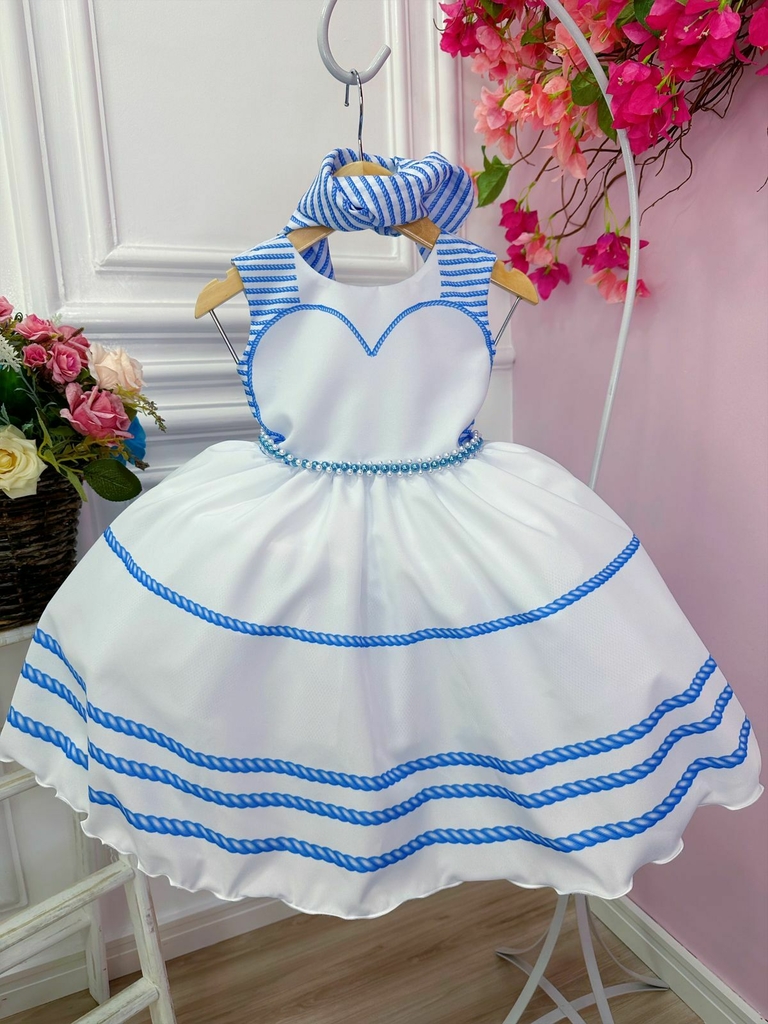 Vestido Infantil Barbie Luxo Rosa Com Cinto de Pérolas - Roupa