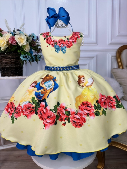 Vestido Infantil da Princesa Frozen Azul Strazz no Peito - Fabuloso Ateliê