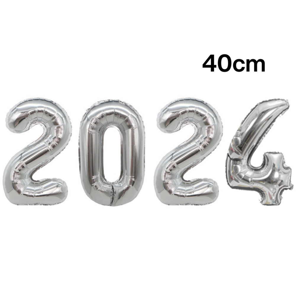 Balão Metalizado Prateado 2024 Festa Réveillon 40cm