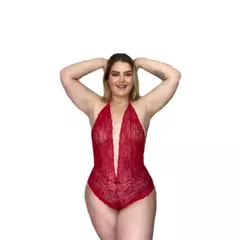 Imagem do Body Plus Size Rendado Decote Profundo