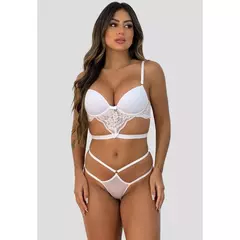 Kit Robe De Tule + Conjunto Lingerie Com Bojo Strapy Sensual - M Lingerie - Moda Íntima Sensual