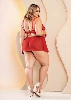 Conjunto Plus Size 3 peças com Saia Tule e Renda Sutiã com Aro - comprar online