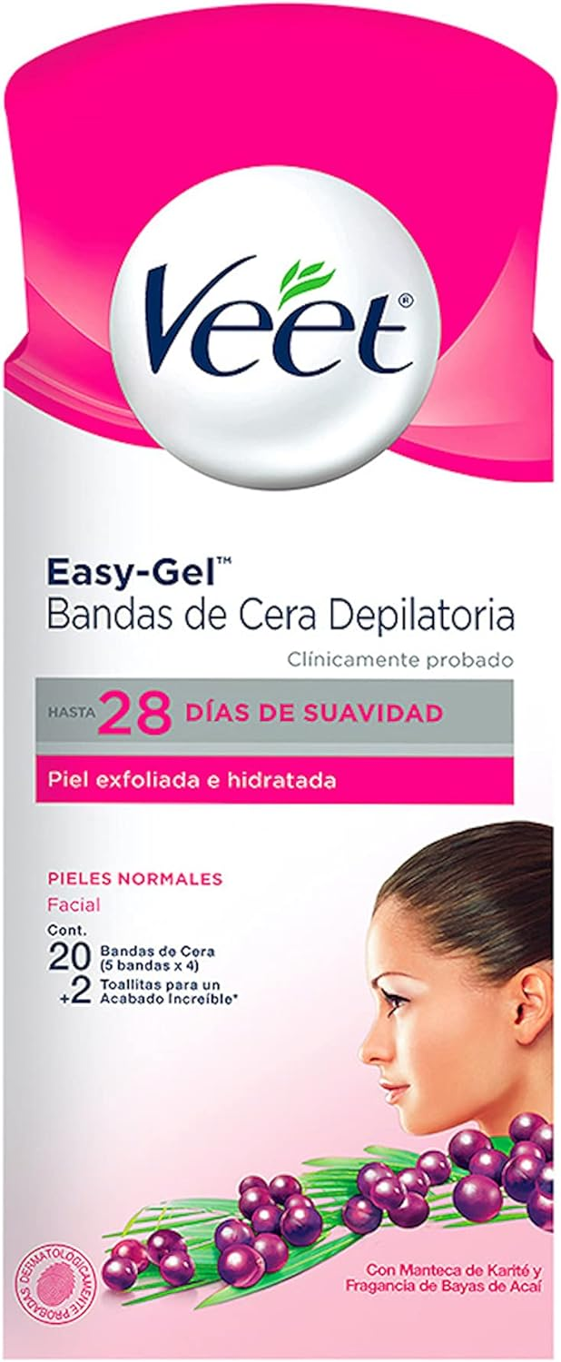 Veet Bandas Depilatorias Faciales de Cera Fria para Piel Normal