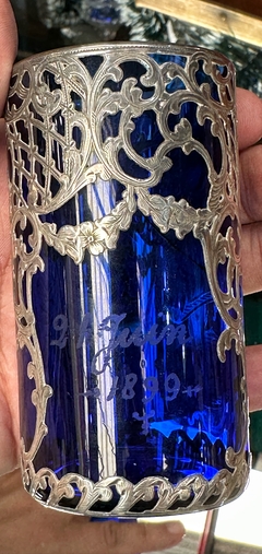 vaso de cristal con detalle en plata - tienda online