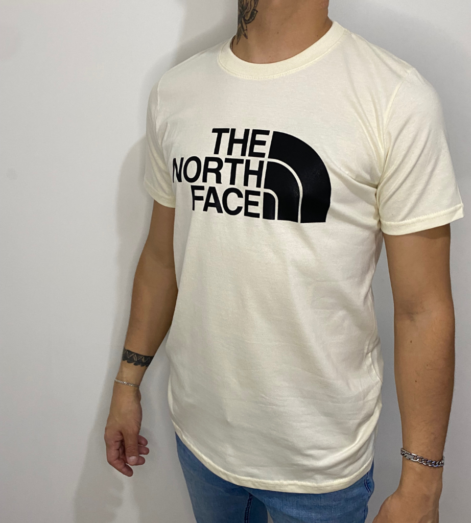 Remera The North Face - Crema logo Negro