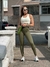 Conjunto Fitness Feminino Verde Militar Top Trançado com Legging Cós Reto Super Alto - Energy Clothing