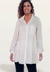 Chemise Vestido Saída Bolso Mangas Longas Crepe Semitransparente Liso Off White na internet