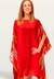 Saída Vestido Kaftan Amplo Crepe Estampado Listras Vermelho - comprar online