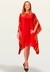 Saída Vestido Kaftan Amplo Crepe Estampado Listras Vermelho - loja online