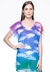 Blusa Saida de Praia Estampada Crepe Decote V Tie Dye - Resort Wear