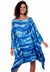 Vestido Kaftan Saída Amplo Crepe Acetinado Estampado Azul - comprar online