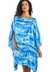 Vestido Kaftan Saída Amplo Crepe Acetinado Estampado Azul - Resort Wear