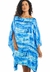 Vestido Kaftan Saída Amplo Crepe Acetinado Estampado Azul - comprar online