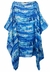 Vestido Kaftan Saída Amplo Crepe Acetinado Estampado Azul - Resort Wear
