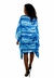 Vestido Kaftan Saída Amplo Crepe Acetinado Estampado Azul - loja online