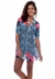 VESTIDO Chemise Saída Evasê Manga 3/4 Babados Curto Crepe Estampado EXCLUSIVO Floral Azul