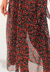 Saída Floral Vestido Kaftan Longo Bata Crepe Preto Vermelho - loja online