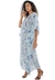 Saída Floral Vestido Kaftan Longo Bata Crepe Azul Fundo Branco na internet