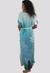 Vestido Kaftan Longo Decote V Fendas Cinto Cordao Viscose Estampa Exclusiva Lotus Azul - comprar online