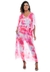 Saída Vestido Kaftan Longo Bata Crepe Semitransparente Mancha Rosa - comprar online