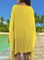 Saída Vestido Kaftan Amplo Acetinado Liso Amarelo - comprar online